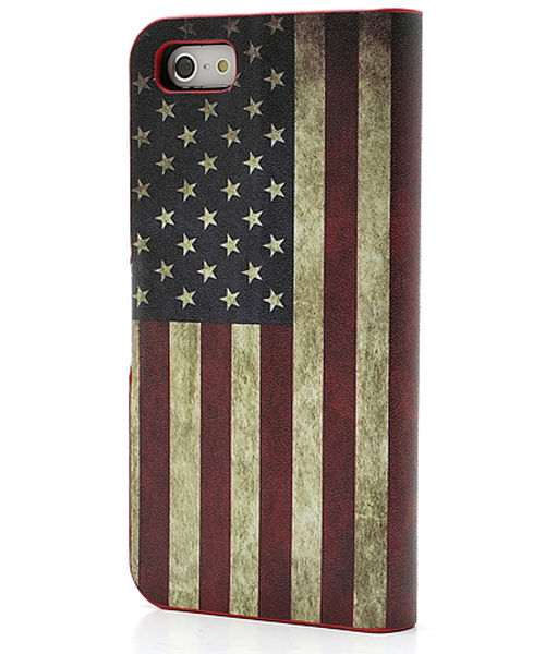 iPhone 5 / 5S / SE Wallet Stand Case Amerikaanse Vlag Patroon afbeelding 5