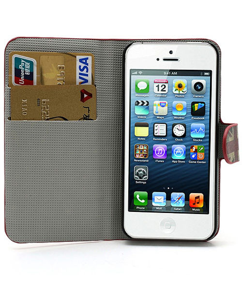 Apple iPhone SE / 5S Portemonnee Hoesje Print Britse Vlag afbeelding 2