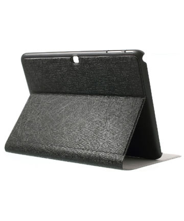 Samsung Galaxy Tab 4 10.1 Lederen Wallet Flipcase Stand - Zwart Hoesjes