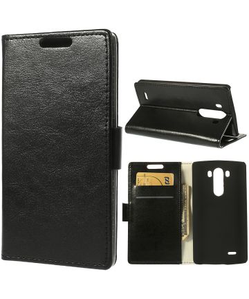 Crazy Horse Wallet Case LG G3 D855 Black Hoesjes