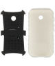 Motorola Moto E Antislip Back Cover Stand - Zwart / Wit