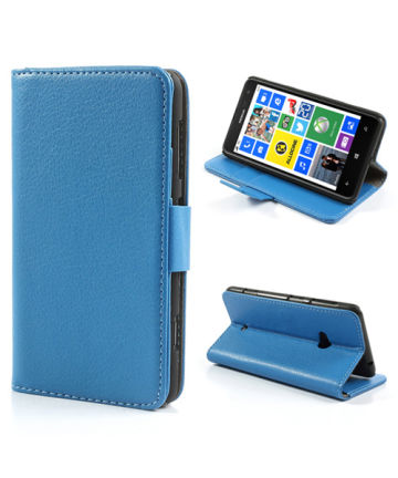 Lychee Wallet Case Nokia Lumia 625 Blue Hoesjes