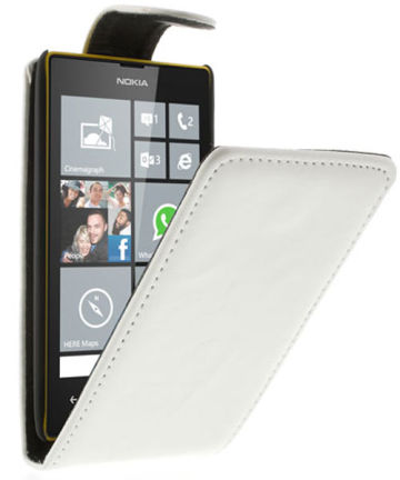 Nokia Lumia 520/525 Classic Leather Flip Case Wit Hoesjes
