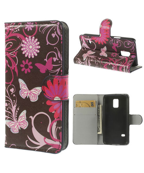 Samsung Galaxy S5 Mini Butterfly Flowers Wallet Case afbeelding 1