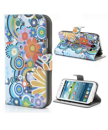 Samsung Galaxy Grand Neo Colorful Flowers Stand Wallet Case Hoesjes
