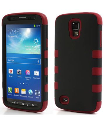 Impact Resistant Backcover Samsung Galaxy S4 Active - Rood / Zwart Hoesjes