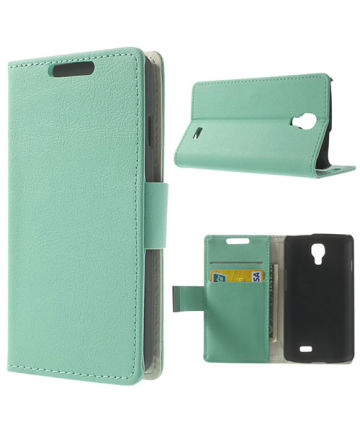 LG F70 Leather Wallet Case Cyaan Hoesjes