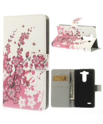 LG G3 S Wallet Stand Case Bloemen Hoesjes