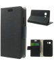 Samsung Galaxy Young 2 Lederen Wallet Flipcase Stand - Zwart