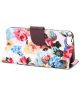 Pretty Flowers Leather Wallet Stand Case White - Apple iPhone 6S