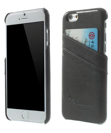 Apple iPhone 6S Leather Hard case Oil Wax - Grijs Hoesjes