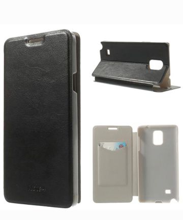 Samsung Galaxy Note 4 Leather Card Holder case with stand - Black Hoesjes
