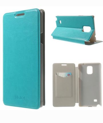 Samsung Galaxy Note 4 Leather Card Holder case with stand - Blue Hoesjes