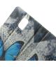 Samsung Galaxy Note 4 Lederen Wallet Flipcase Stand - Blue Butterfly