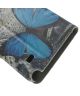 Samsung Galaxy Note 4 Lederen Wallet Flipcase Stand - Blue Butterfly