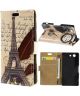 Sony Xperia Z3 Compact Lederen Wallet Flipcase Stand - Eiffel Tower