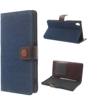 Sony Xperia Z3 Wallet case Jeans Cloth Blue Hoesjes