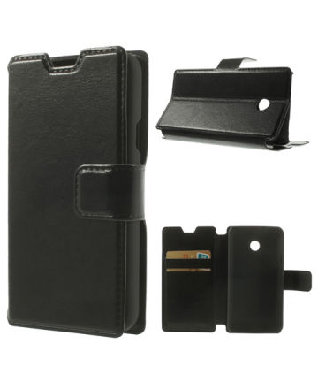 Huawei Ascend Y330 Lederen Wallet Flipcase Zwart Hoesjes