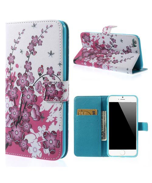 Apple iPhone 6S plus Wallet Case Cherry Bloem afbeelding 1