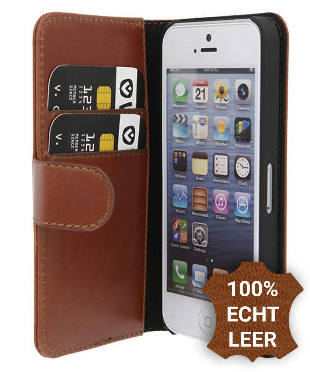 verticaal Specialiteit Afdeling Valenta Classic Luxe iPhone 5/5S/SE Hoesje Leer Bookcase Bruin | GSMpunt.nl