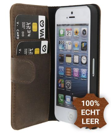 Valenta Classic Luxe iPhone 5/5S/SE Hoesje Leer Bookcase Vintage Bruin Hoesjes