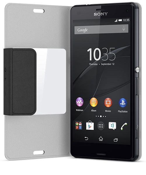 Sony Xperia Z3 Compact Smart Style-Up Cover - Zwart afbeelding 2