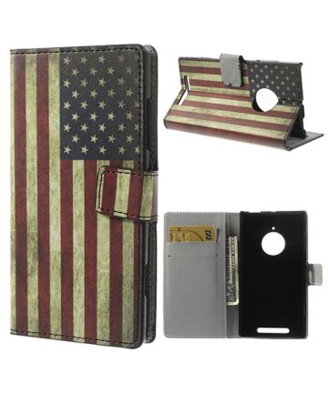 Amerikaanse Vlag Wallet Leather Stand Cover - Nokia Lumia 830 Hoesjes