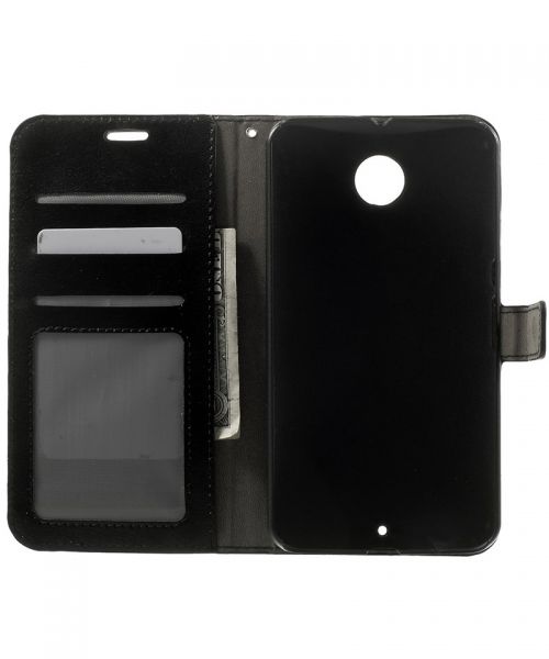 Motorola Nexus 6 Wallet Stand Case Zwart afbeelding 4