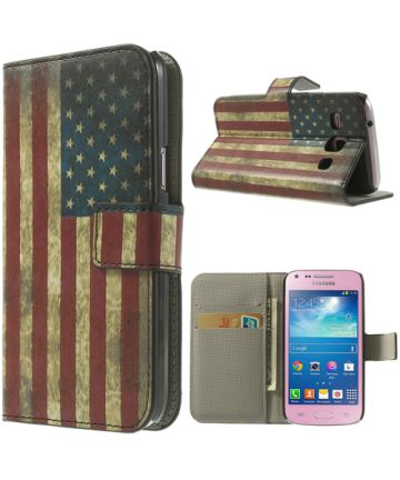 Samsung Galaxy Core Plus American Flag Leather Wallet Case Hoesjes