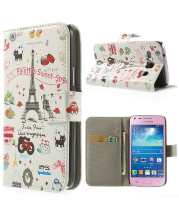 Samsung Galaxy Core Plus Eiffel Tower Leather Wallet Case Hoesjes