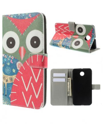 Motorola Nexus 6 Lederen Owl Flip Case Hoesjes
