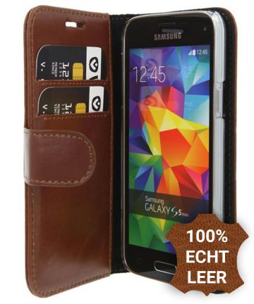 Valenta Luxe Samsung Galaxy S5 Mini Hoesje Leer Bookcase Bruin Hoesjes