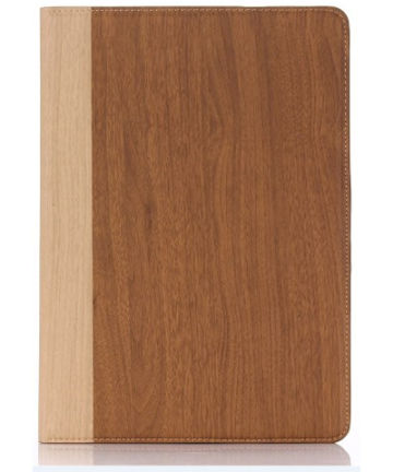 Apple iPad Air 2 Wood Grain Lederen Wallet Case Bruin Hoesjes