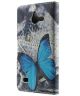 Huawei Ascend Y550 Blue Butterfly Wallet Case
