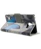 Huawei Ascend Y550 Blue Butterfly Wallet Case