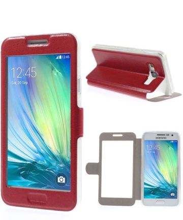 Samsung Galaxy A3 Full Touchscreen Flip Case Rood Hoesjes