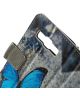 Samsung Galaxy A3 Wallet Flip Case Hoesje Blue Butterfly
