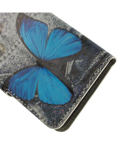 Samsung Galaxy A3 Wallet Flip Case Hoesje Blue Butterfly afbeelding 6