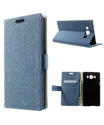 Samsung Galaxy A5 Lederen Wallet Flip Case Hoesje Blauw Hoesjes