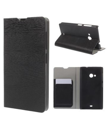 Microsoft Lumia 535 Lederen Wallet Flip Case Zwart Hoesjes