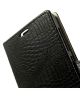 Microsoft Lumia 535 Crocodile skin Lederen Wallet Flip Case Zwart