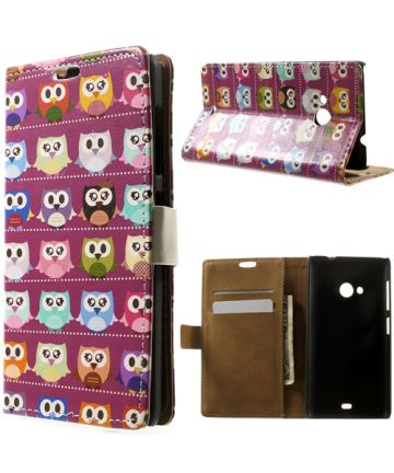 Microsoft Lumia 535 Multiple Owls Leather Wallet Case Hoesjes