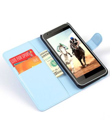 HTC Desire 620 Wallet Flip Case Hoesje Blauw Hoesjes