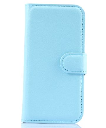 Alcatel One Touch Pop 2 Lederen Wallet Case Blauw Hoesjes