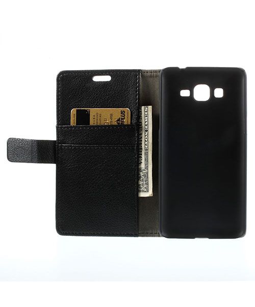 Samsung Galaxy Grand Prime Wallet Flip Case Hoesje Zwart afbeelding 6