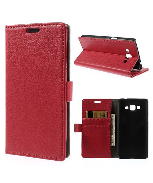 Samsung Galaxy Grand Prime Wallet Flip Case Hoesje Rood afbeelding 1