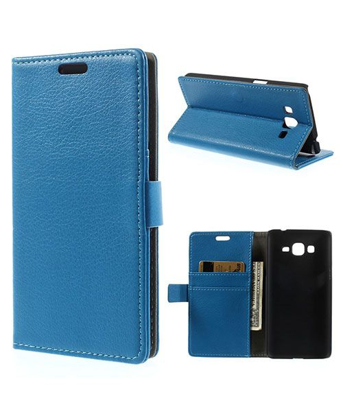 Samsung Galaxy Grand Prime Wallet Flip Case Hoesje Blauw afbeelding 1