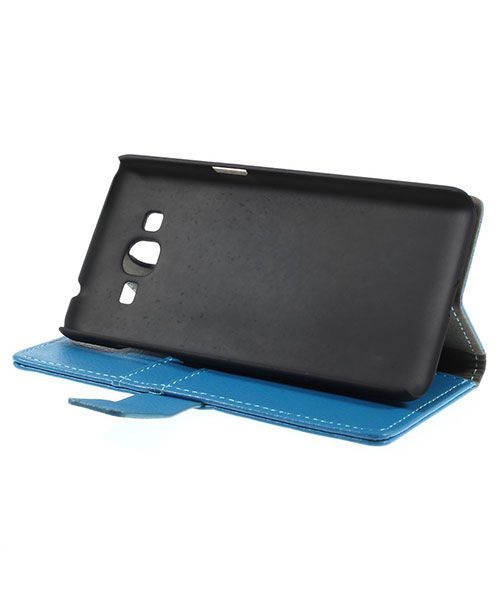 Samsung Galaxy Grand Prime Wallet Flip Case Hoesje Blauw afbeelding 4