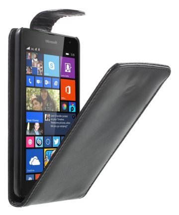 Microsoft Lumia 535 Verticale Flip Case Zwart Hoesjes