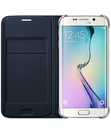 Samsung Galaxy S6 Edge Flip Case Stof Zwart Hoesjes